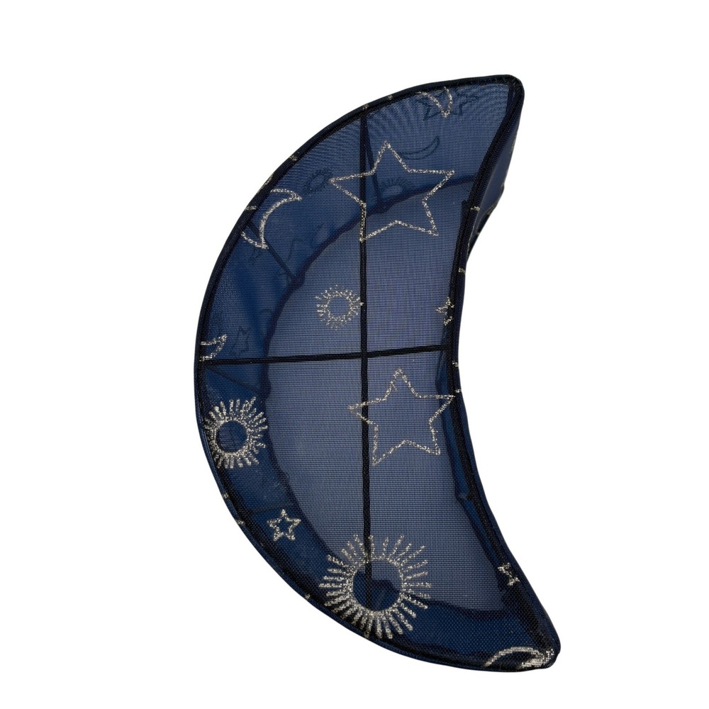 Vintage Blue Mesh Crescent Moon Valance Light Cover Wall Sconce Shade Celestial
